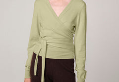 Ballerina Knit Wrap Blouse - Pistacio