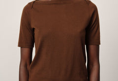 Emanuelle Cashmere Knit Top - Chocolate