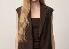 Cohen Sleeveless Blazer - Coffee Brown